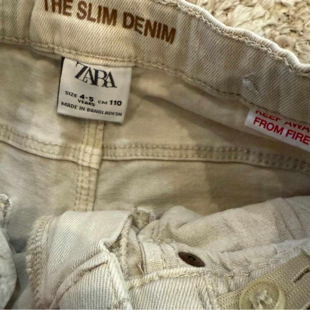 Zara Beige Slim Stretch Denim Jeans 4-5 - Picture 2 of 3